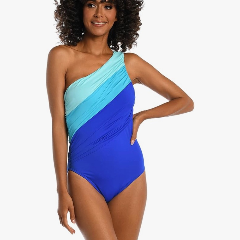 La Blanca Aqua and Royal Blue One Piece Swimsuit